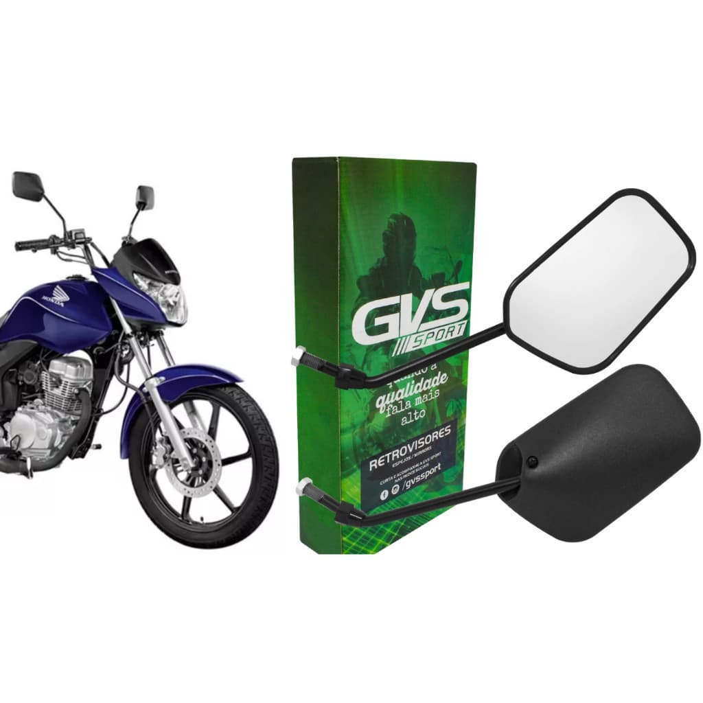 Par Retrovisor Moto Fan 125 Titan 125 91 a  2008 Titan 150 04 a 13 Preto GVS 4770