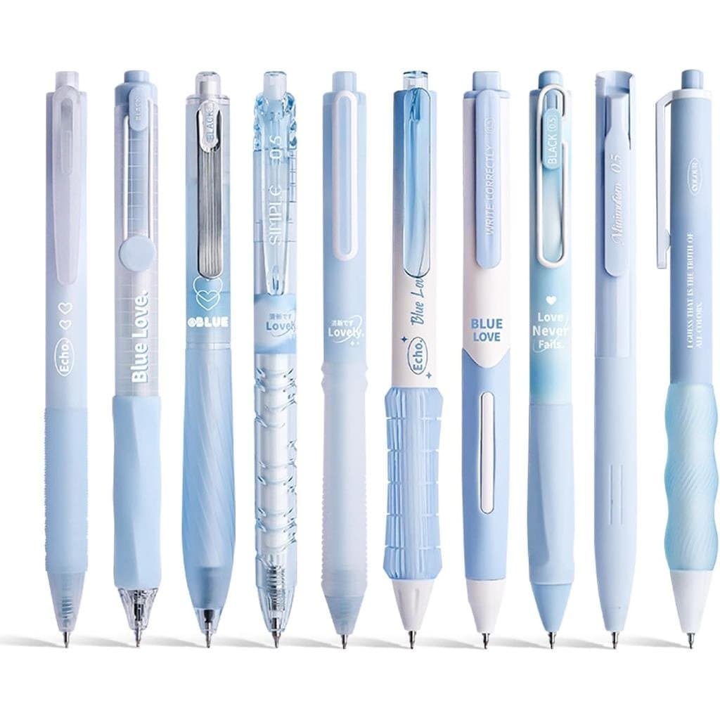 Conjunto de 10 Canetas de Gel Pastel, Canetas Retráteis de Ponta Fina de 0,5mm para Anotações, 10 Canetas de Tinta Preta