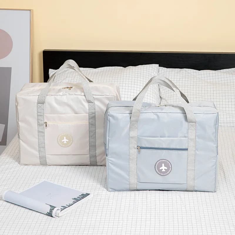 Bolsa de viagem de grande capacidade feminina dobrável bagagem espera saco de armazenamento portátil simples saco de car