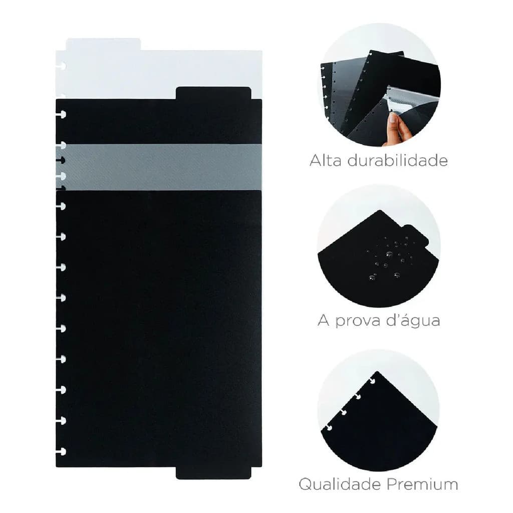 2 kits 4 Unidades - 8 Divisórias Caderno Inteligente Grande Cor Básica