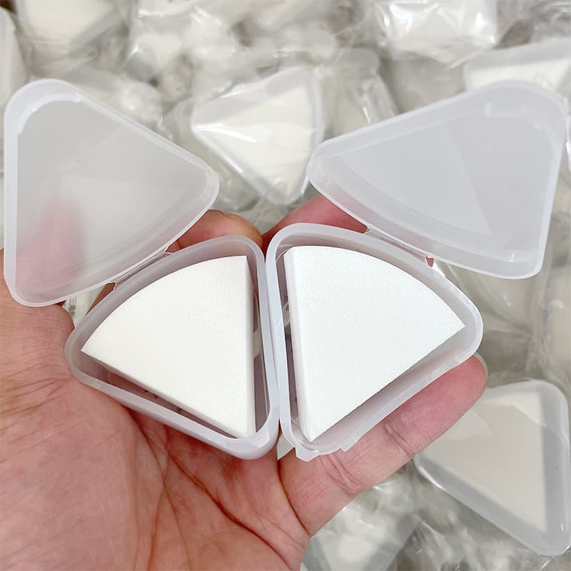 Puff triângulo couro esponja em pó creme molhado seco portátil beleza ovo ferramenta de maquiagem fundação líquida dedic