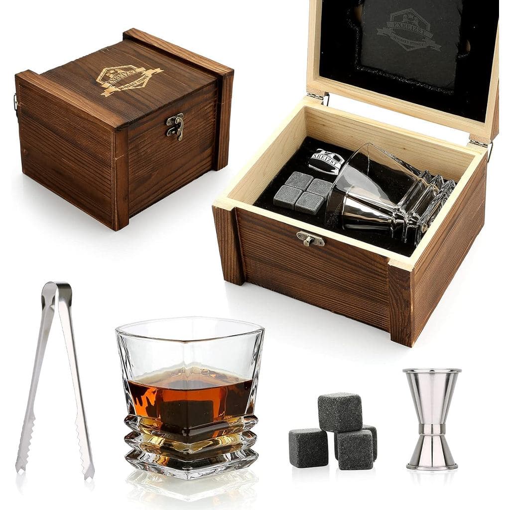 Conjunto de Pedras de Uísque EXREIZST - Presentes de Uísque para Homens, Pedras de Granito para Resfriar Uísque, Conjunt
