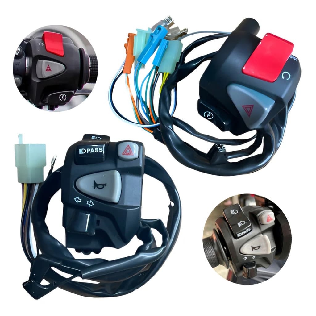 Punho Chave Luz NC 750 + Punho Partida CB500 Adaptado Para Titan 160 C/ Lampejador