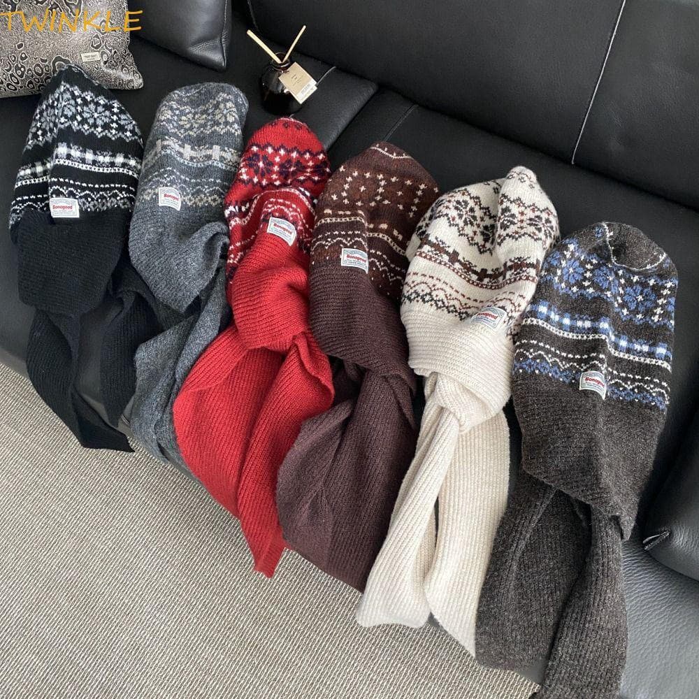 Chapéu Balaclava Jacquard TWINKLEO , Pulôver Vermelho De Proteção De Ouvido , Boné De Inverno Simples E Espesso À Prova