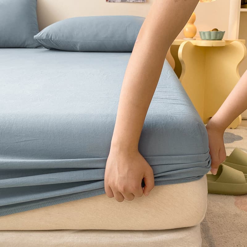 Lençol de algodão lavado, conjunto de três peças, capa de cama, peça única, capa de colchão, antiderrapante, capa protet
