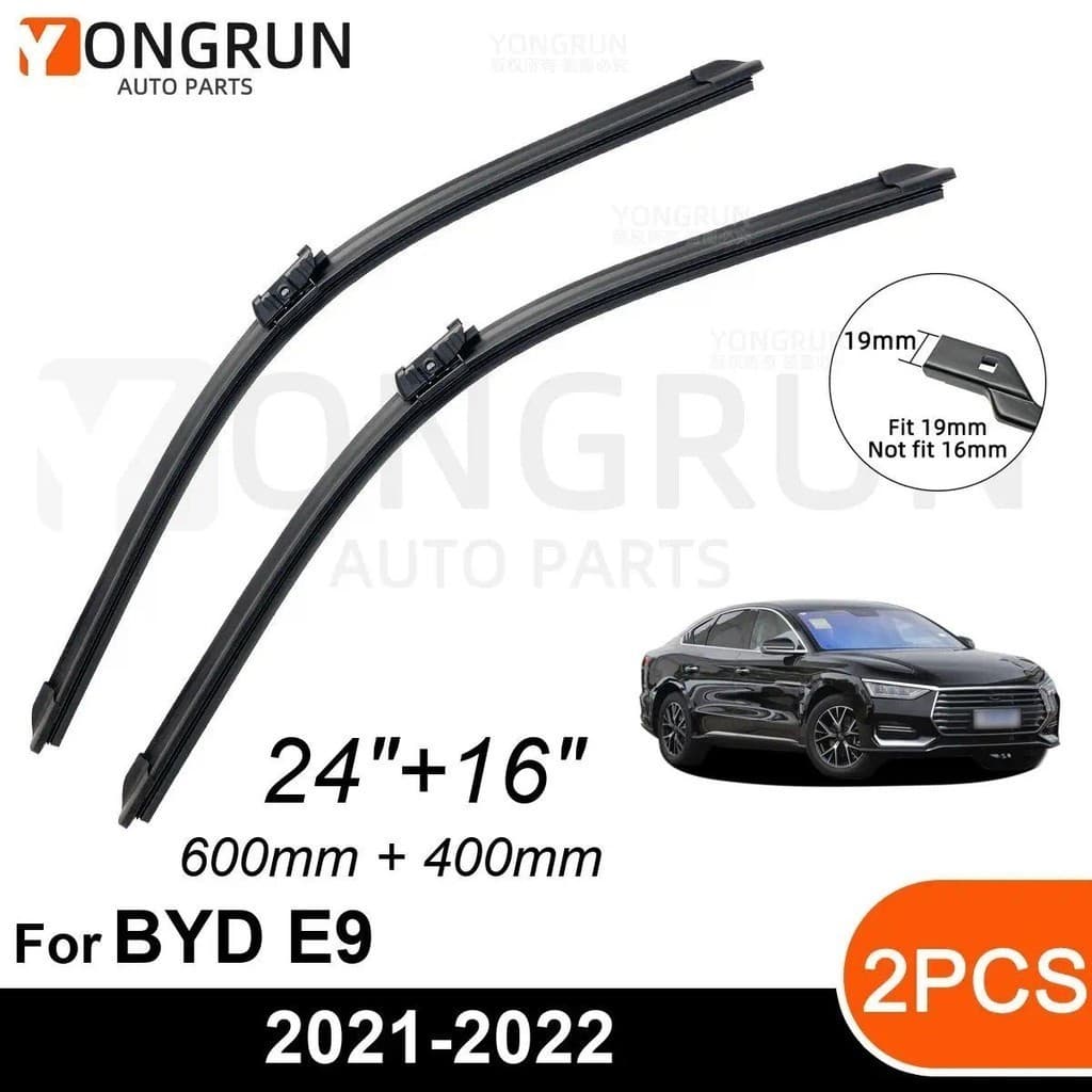 Limpadores De Para-Brisa Dianteiro De Carro , BYD E9 2021-2022 , Lâmina De Limpador De Borracha 24 " + 16 " , Acessórios