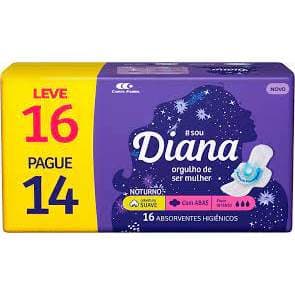 Absorvente Diana Noturno Suave com Abas Leve 16 Pague 14 Unidades