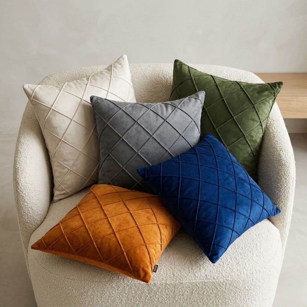 Capa de Almofada Capitone Nervuras 43CM X 43CM Estilo Sofisticado Macia e Confortável para Sofá Sala
