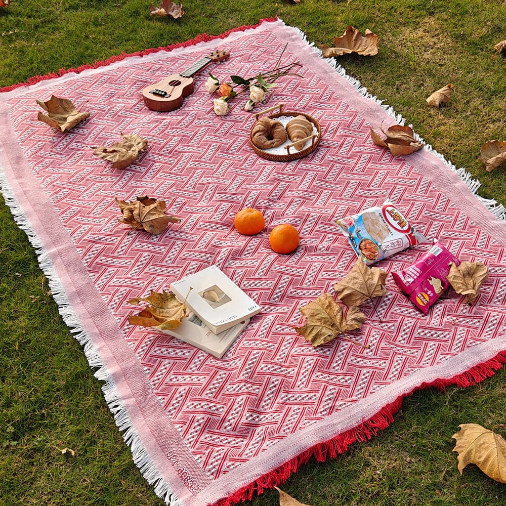 Tapete de piquenique ao ar livre fio de algodão tecido primavera passeio acampamento toalha de mesa tenda à prova de umi