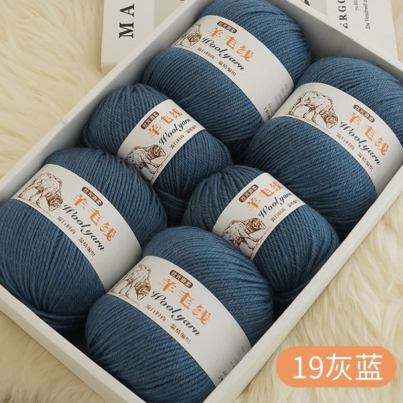 Bola de fio azul médio grosso tricotado à mão suéter de malha de fio de lã jaqueta suéter infantil