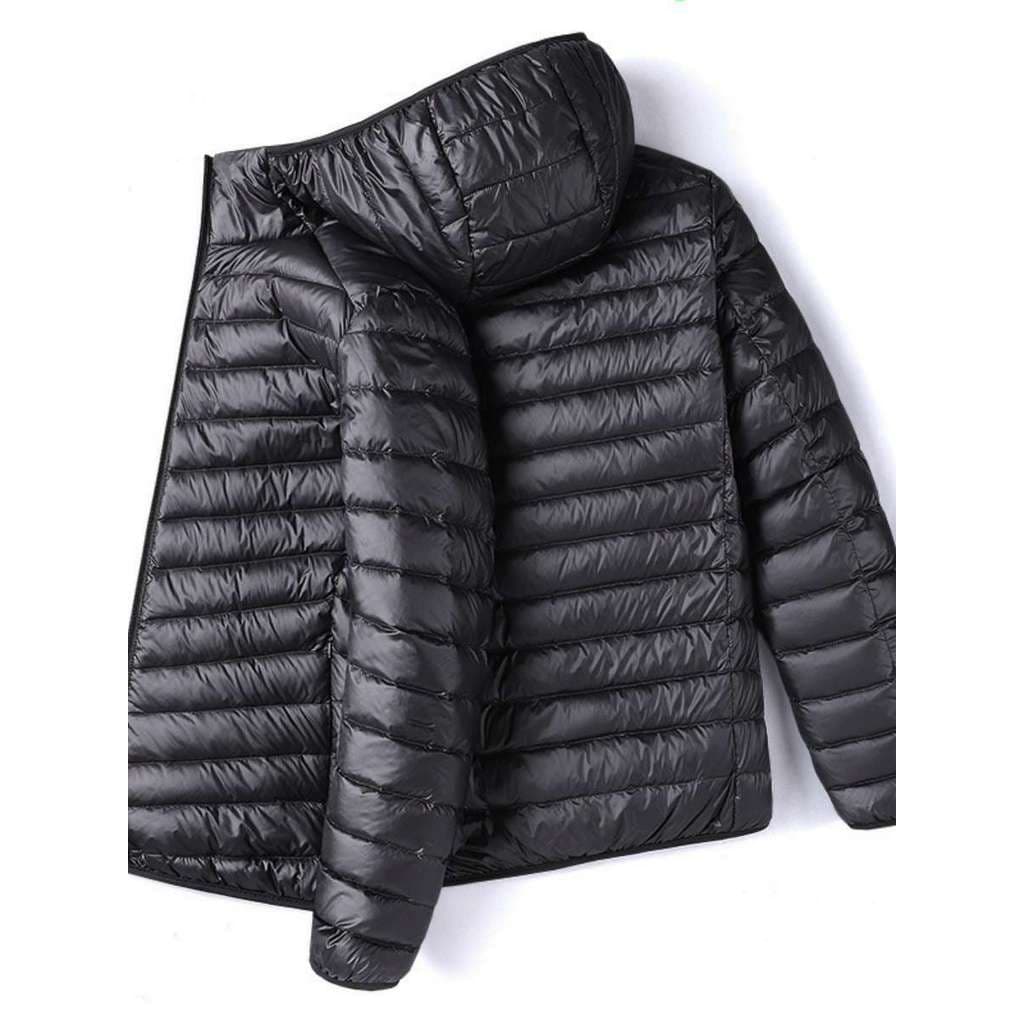 W inverno novo estilo masculino leve curto moda Casual jaqueta acolchoada fino ajuste portátil quente jaqueta com capuz