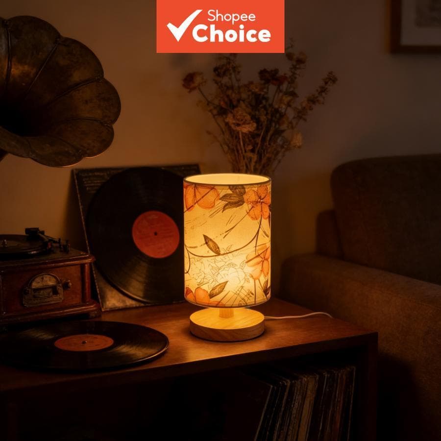 Luminária de Mesa Floral em Madeira, Luz Noturna de Tomada, Luminária Decorativa para Casa, Luminária de Mesa de