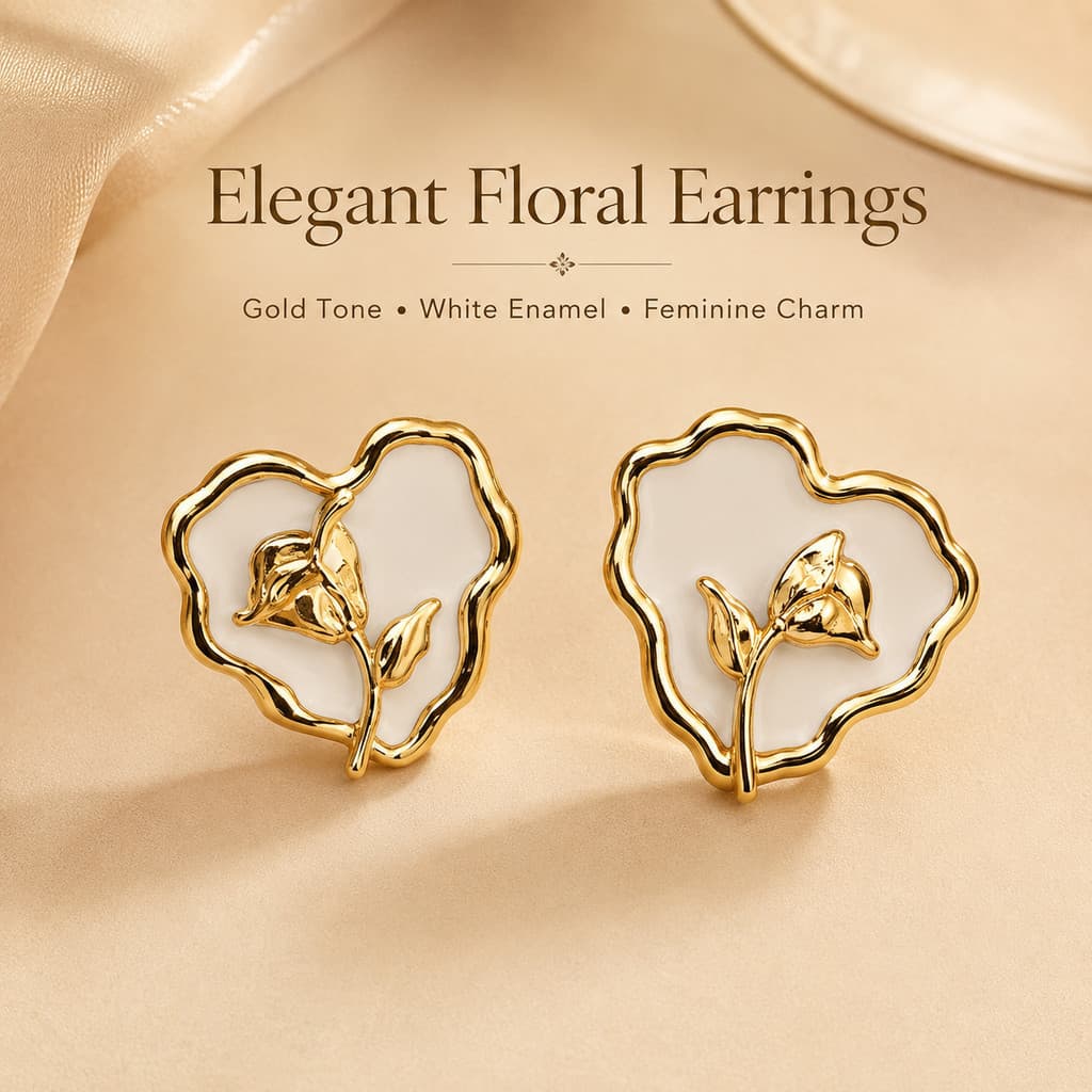 Tulip Pleated Heart Earrings｜Cold ins Wind｜Light Luxury Commuting Two-Tone Retro Sweet Cool Women's Earrings