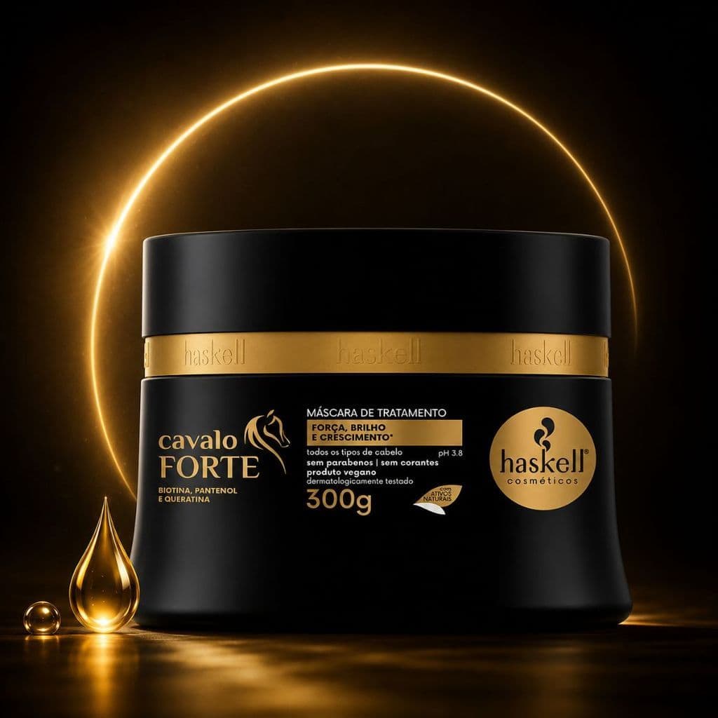 Mascara Cavalo Forte Força, Brilho e Crescimento 300ml - Haskell Cosméticos
