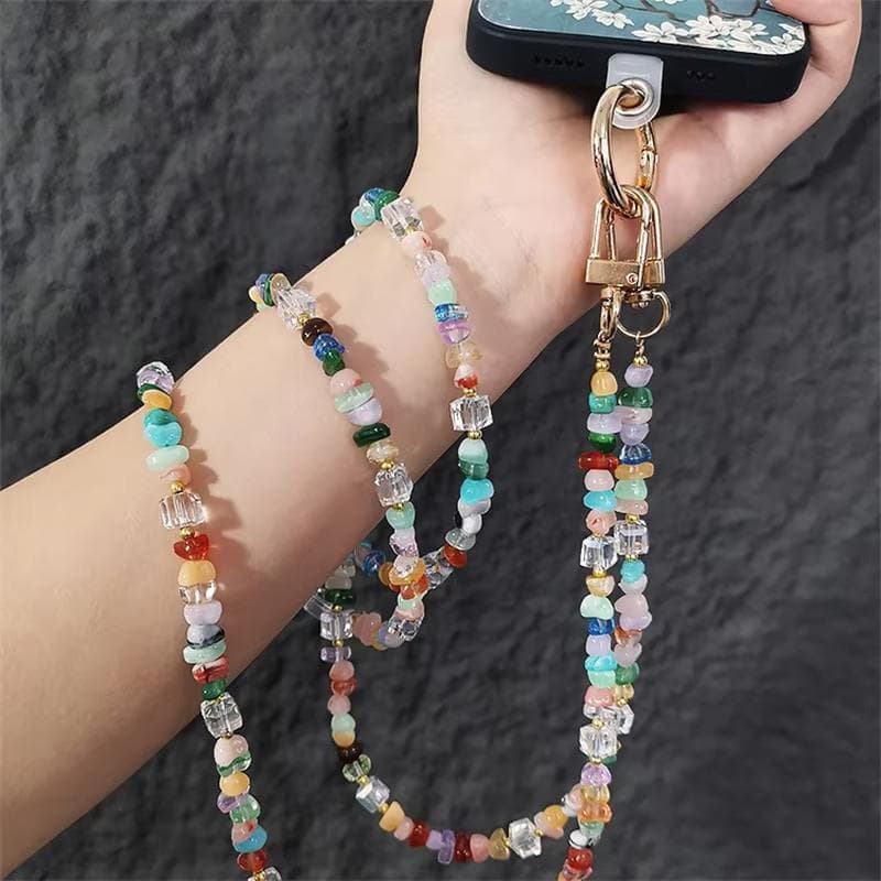 1 peça de acessório DIY, elegante e bonita, corrente de contas com pedras preciosas para celular, adequada para 15.