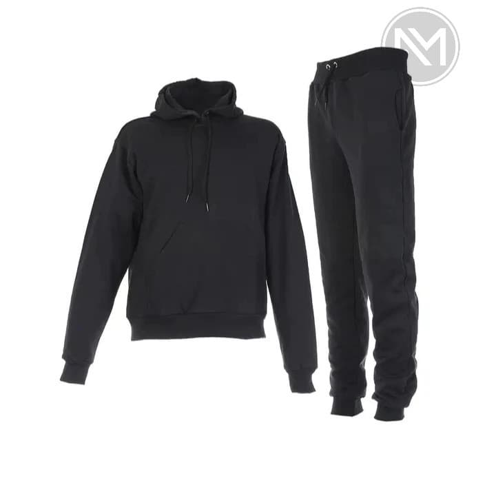 Kit Conjunto Moletom Canguru Calça Flanelado Unissex Capuz Algodão Liso Inverno Casual Conforto