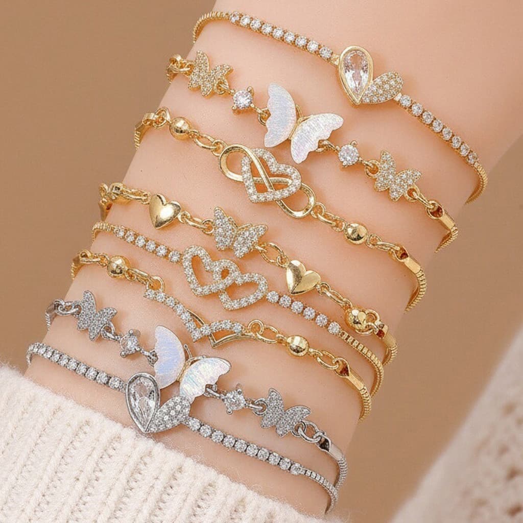 Ins tridimensional borboleta coração pingente pulseira de diamante moda High-End sentimento Pull-out pulseira ajustável