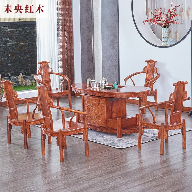 Mesa de chá de mogno novo estilo chinês mesa de chá de madeira maciça africano jacarandá Kung Fu mesa de chá cadeira com