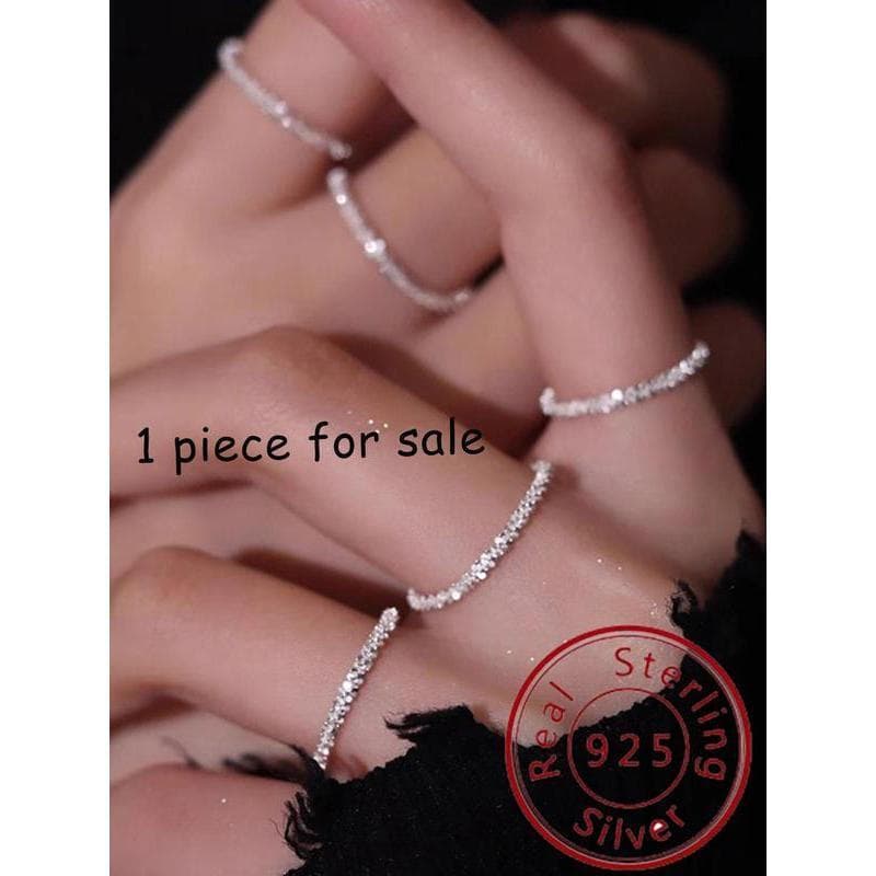 Anel de Prata Esterlina 925 com Brilho, Anel de Design Simples para Mulheres e Homens, Acessórios de Joalheria Fashion p