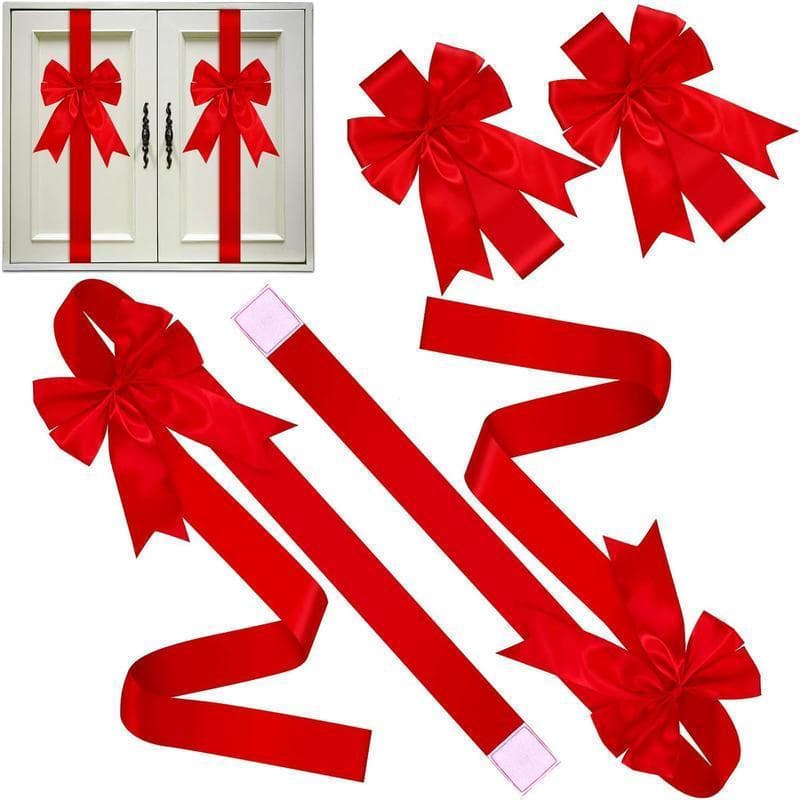 Fita vermelha de Natal paraário com laço grande, laço vermelho para porta de Natal, fita paraário de cozinha, la