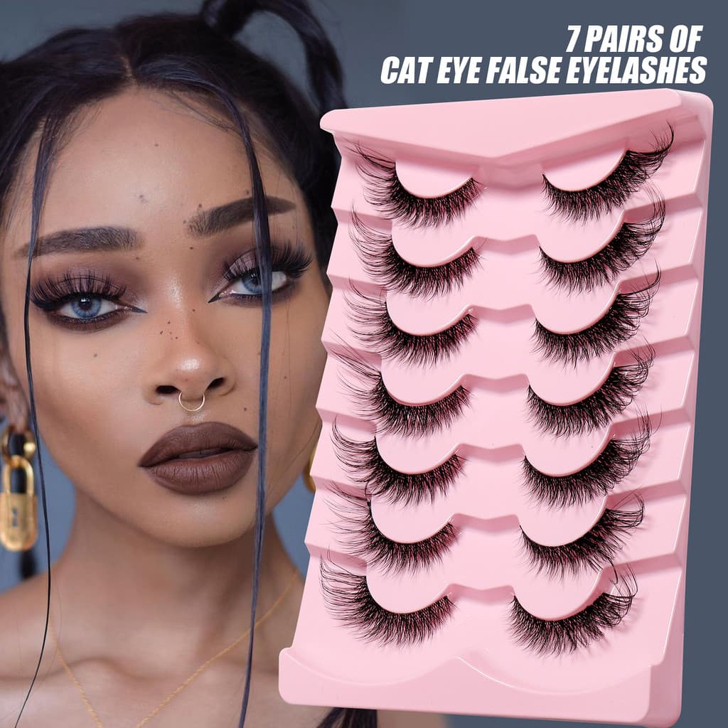 Novo produto Transparente Terrier Fox Eye Cílios Postiços 7 Pares Conjunto Eye End Estendido Maquiagem Diária Cílios de