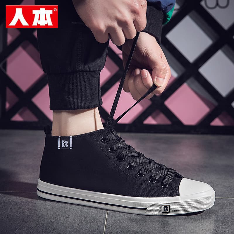 Sapatos de lona de alta qualidade das pessoas masculino 2026 primavera novo estilo estudante Mid-top sapatos esportivos