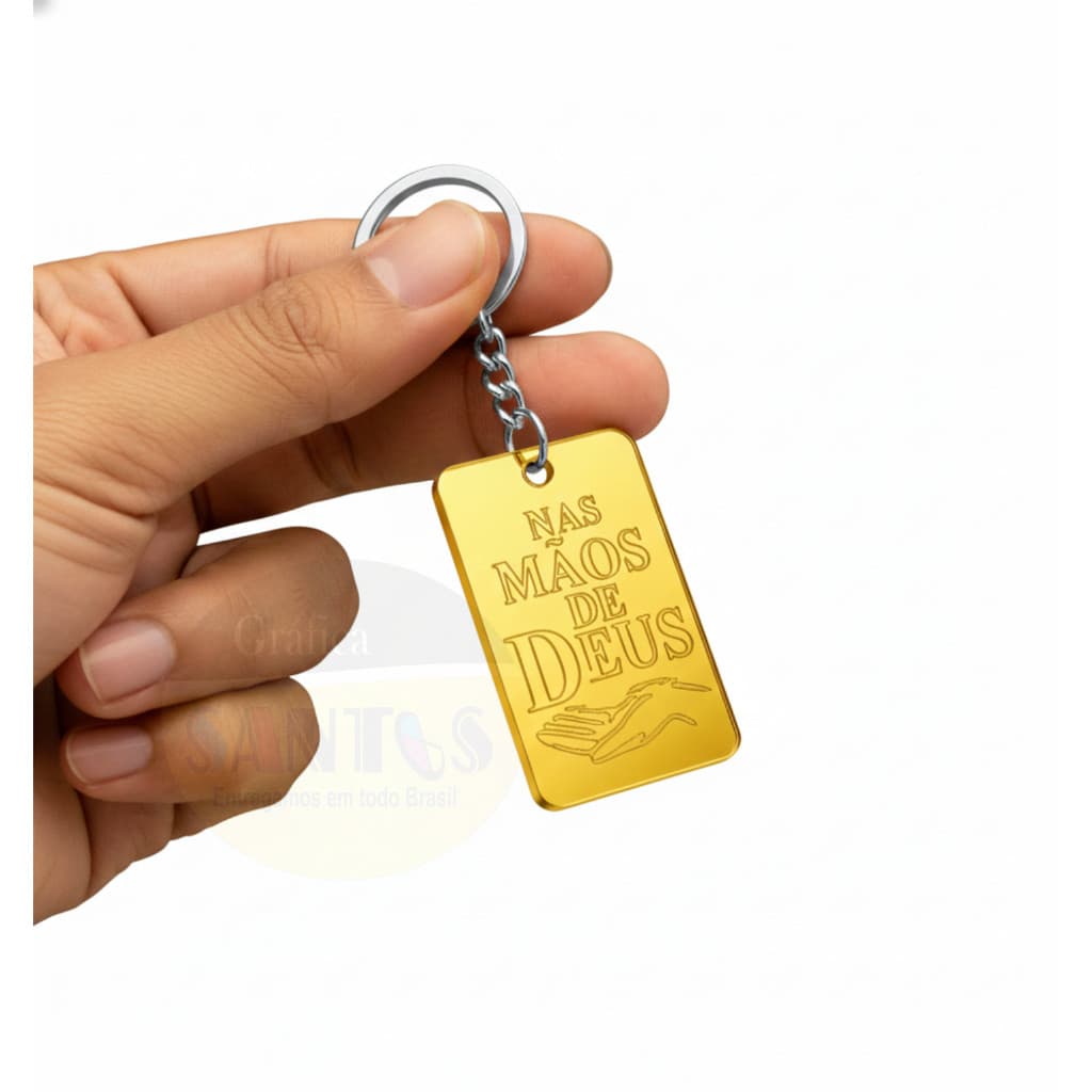 Chaveiros tema: Nas Mãos de Deus acrílico espelhado 3cm - S2ACRI183 (obs. Não personalizamos)