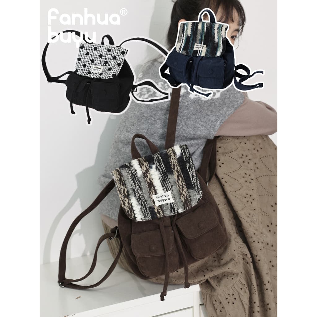 Vatican Whisper Novo Estilo Veludo Coreano Mulheres Grande Capacidade Casual Preguiçoso Leve Mochila Feminina Textura Bo