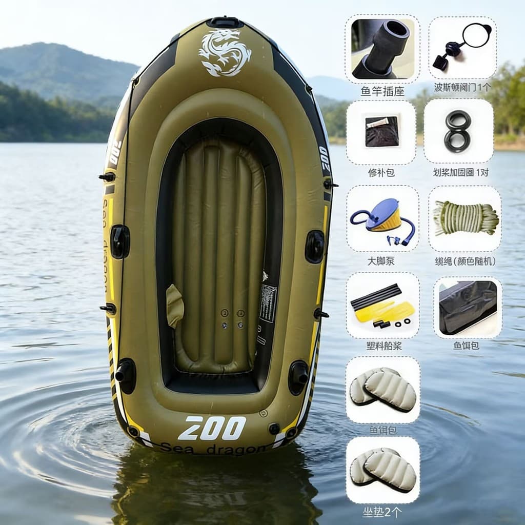 2/3/4/5 pessoas barco inflável barco de borracha engrossado Hovercraft rede de pesca barco resistente ao desgaste ar cai
