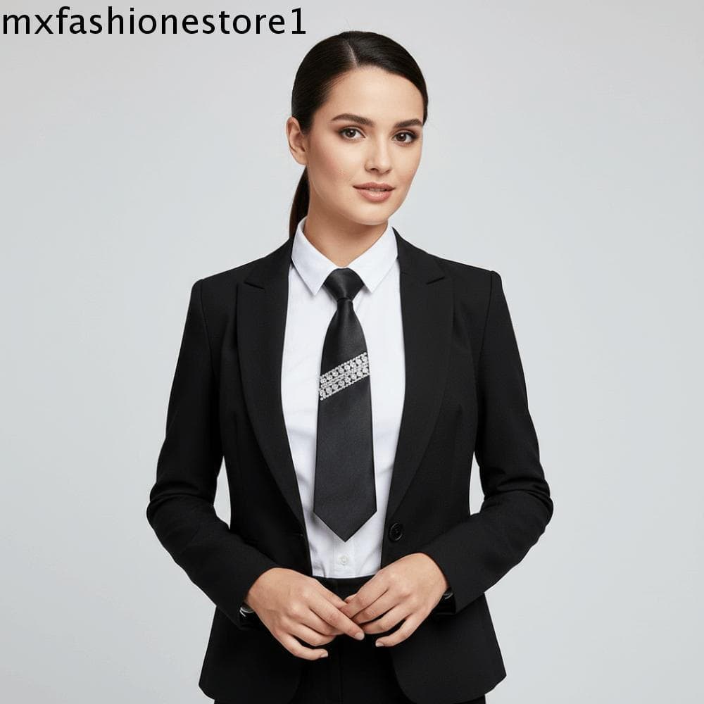 MXFASHIONE Gravata Longa Com Miçangas À Mão , De Pérolas Pretas Estilo Coreano Camisa Decoração Geométrica De Colares