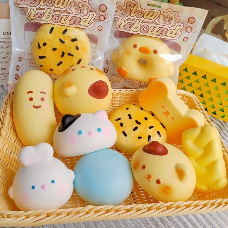 Kawaii Comida Squeeze Brinquedo Bonito Leite Pão Recuperação Lenta Molhado Macio Sucção Dedo Pitada Descompressão Mole L
