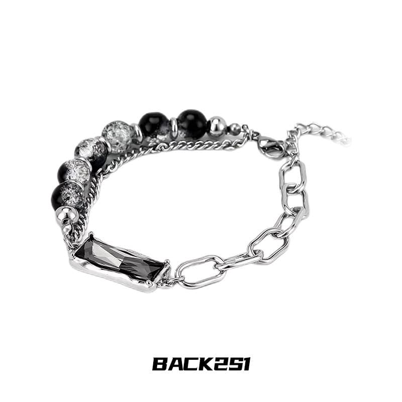 pulseira pulseira masculina Nicho Design gelo Crack contas preto diamante pulseira unissex ins estilo legal High-End sen