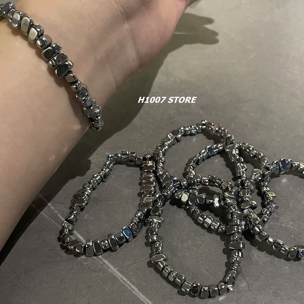 pulseira pulseira masculina Cordão elástico com costura prateada Super piscante de nicho para meninos do sexo feminino
