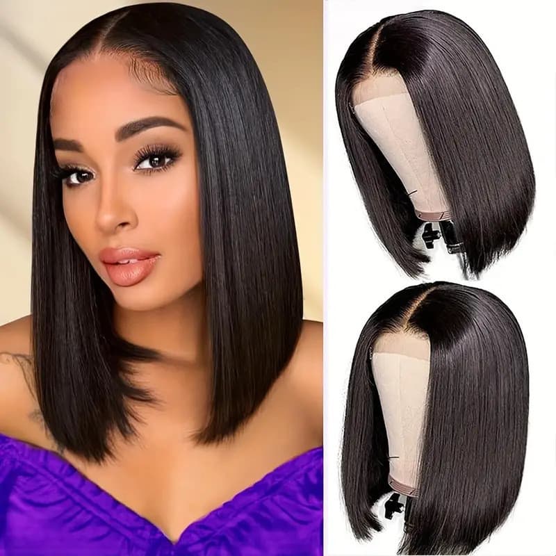 Cabelo curto e liso, fibra sintética resistente a altas temperaturas, densidade 130, cabelo curto e liso.