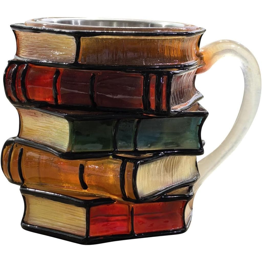 Caneca de Designer com Tema de Livro, Pintada à Mão, 160 ml, Caneca com Motivo para Personalizar, Criativa para Leitura