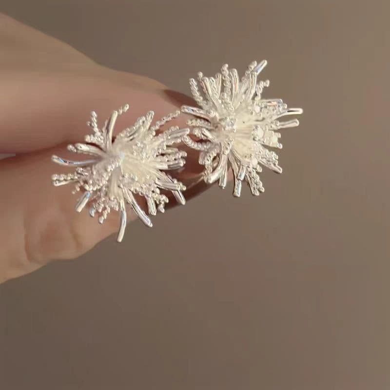 [Estoque pronto] Linha de fogos de artifício!Brincos de dente de leão de Metal de zircônia brincos requintados brincos e