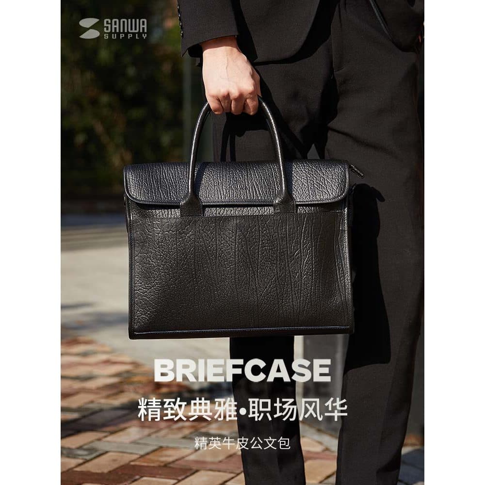 Japão SANWA Bolsa de ombro masculina de couro de vaca Casual bolsa para computador maleta Diagonal Commuter