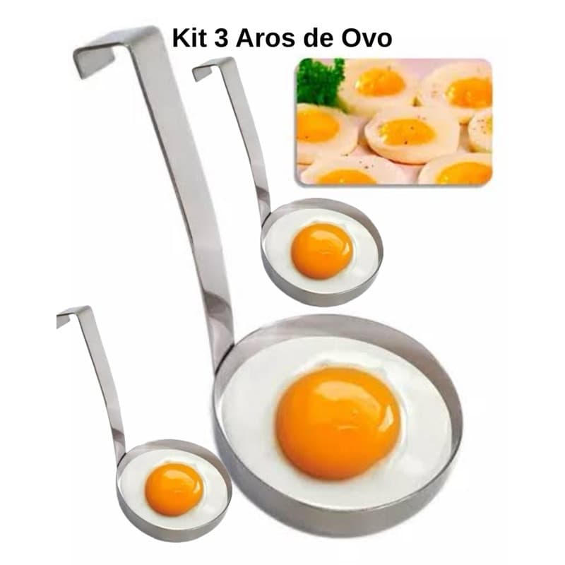 Kit Com 3 Aros Modeladores Para Ovos Fritos Aro de Ovo