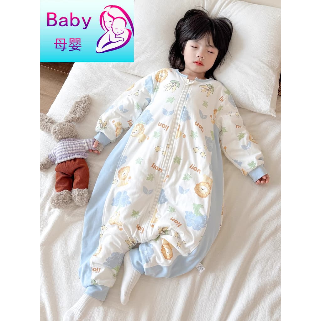 Pijamas infantis japoneses primavera verão acolchoado engrossado meninos meninas bebê saco de dormir de uma peça dos des