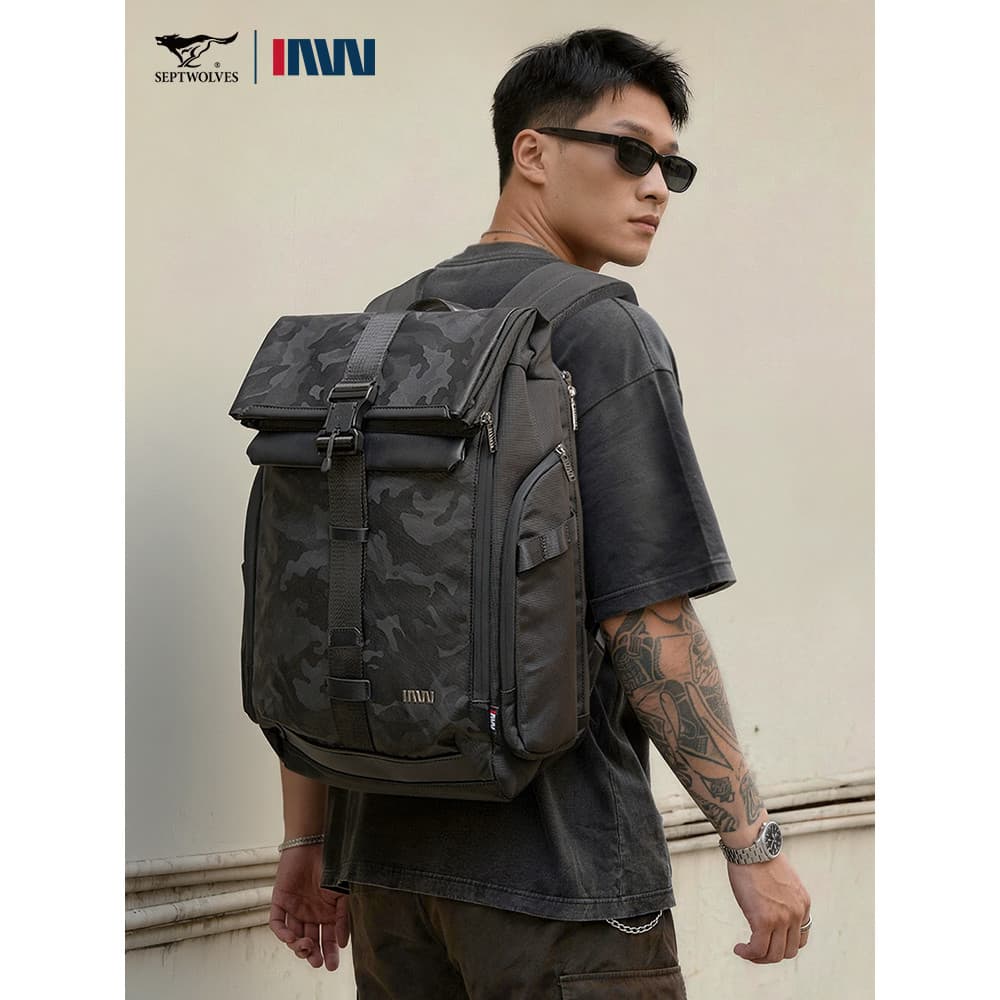 Sete lobos camuflagem mochila de escalada ao ar livre saco esportes mochila grande capacidade saco do computador moda sa