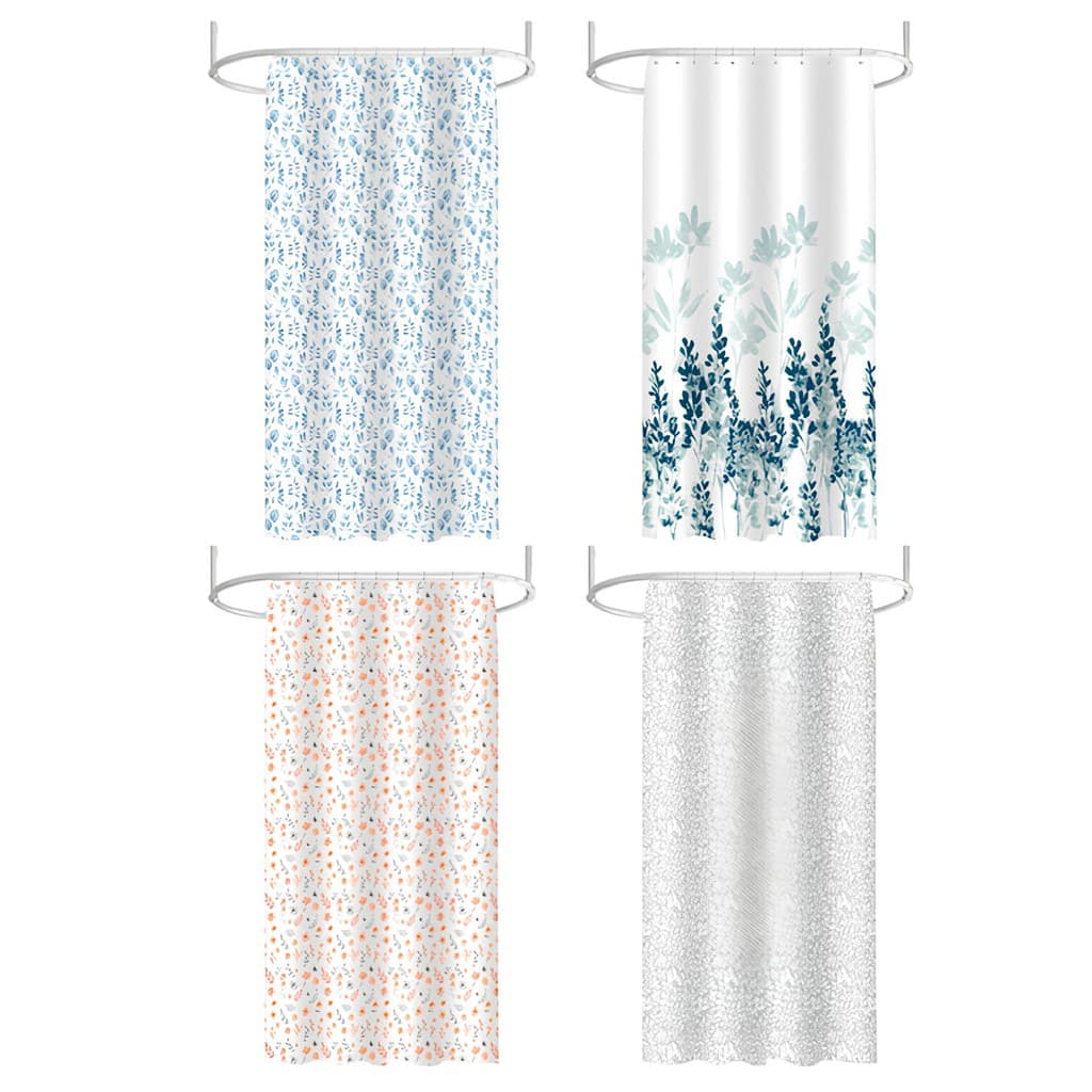 Cortina de Box Banheiro Floral Poliéster Impermeável 180cm