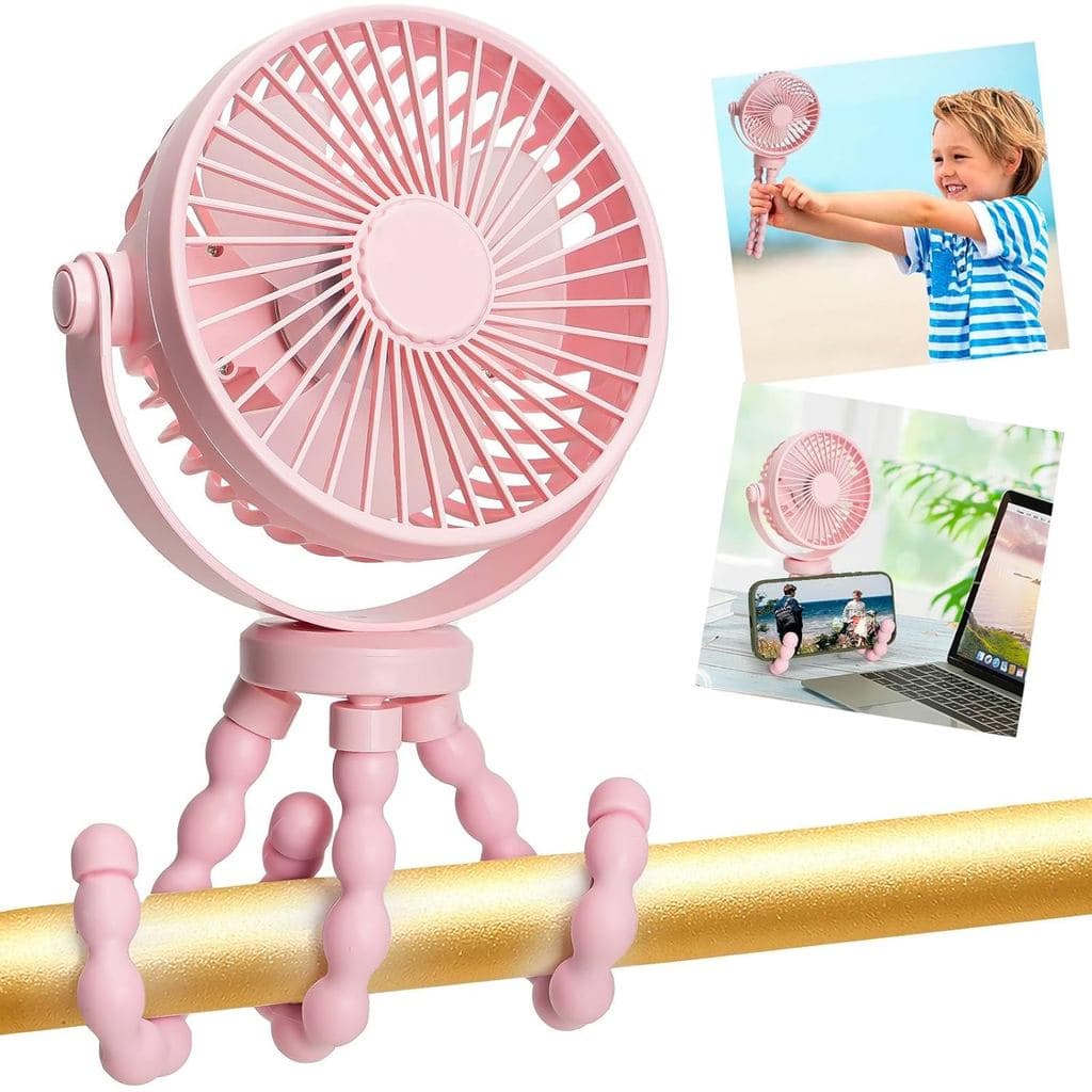 Ventilador Portátil snawowo para Carrinhos de Bebê, Ventilador Pessoal Portátil com Clipe, com Tripé Flexível, Adequado