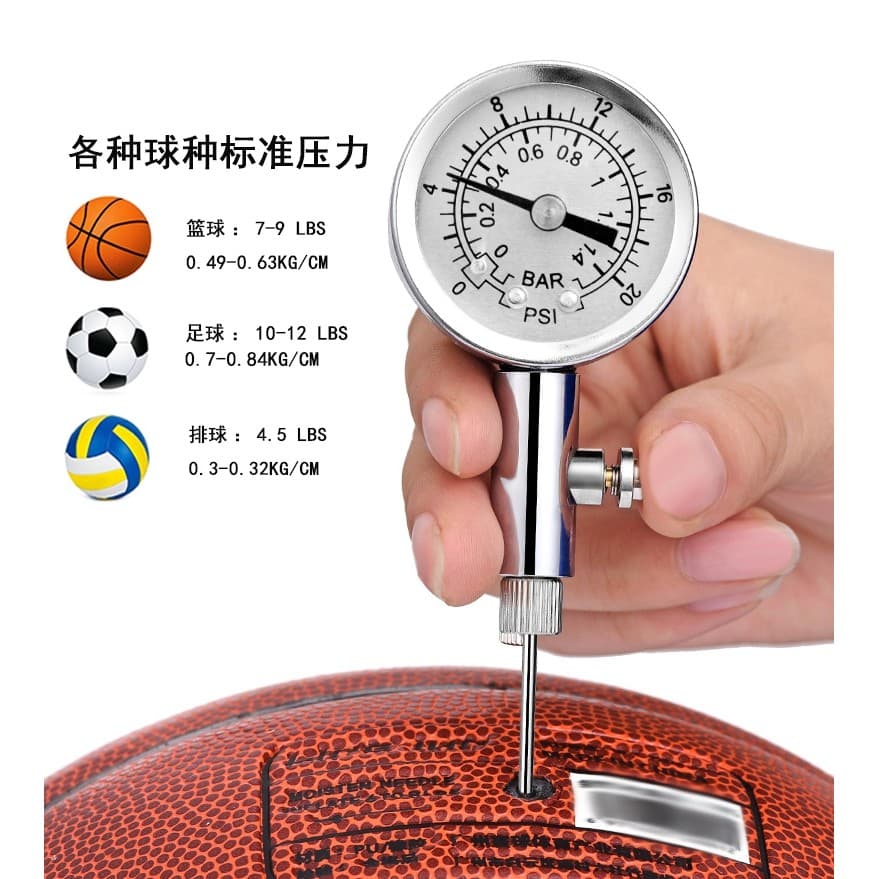 Medidor de pressão de bola, tipo ponteiro, medidor de pressão, futebol, basquete, vôlei, árbitro, medidor de pressão de