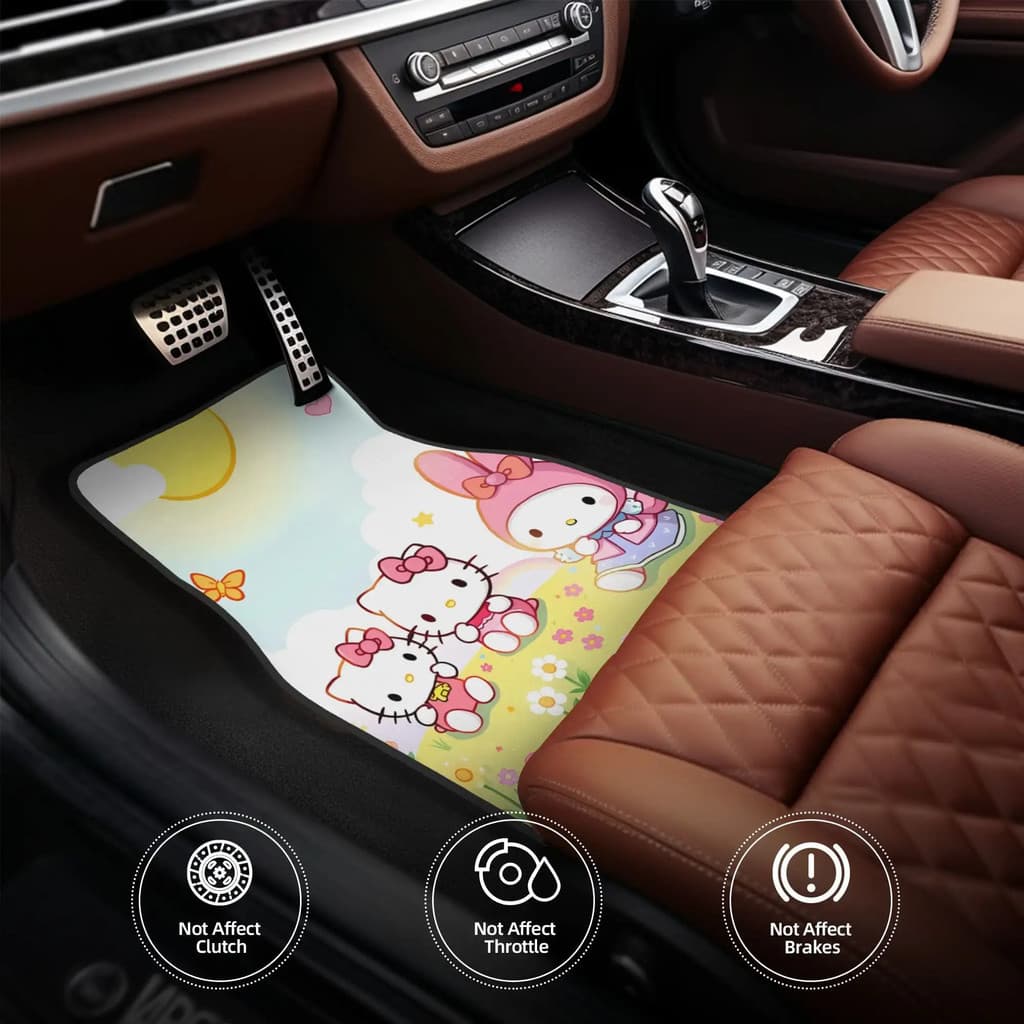 Tapetes universais para pés de carro Hello Kitty e My Melody com Design bonito de desenho animado, adequados para decora