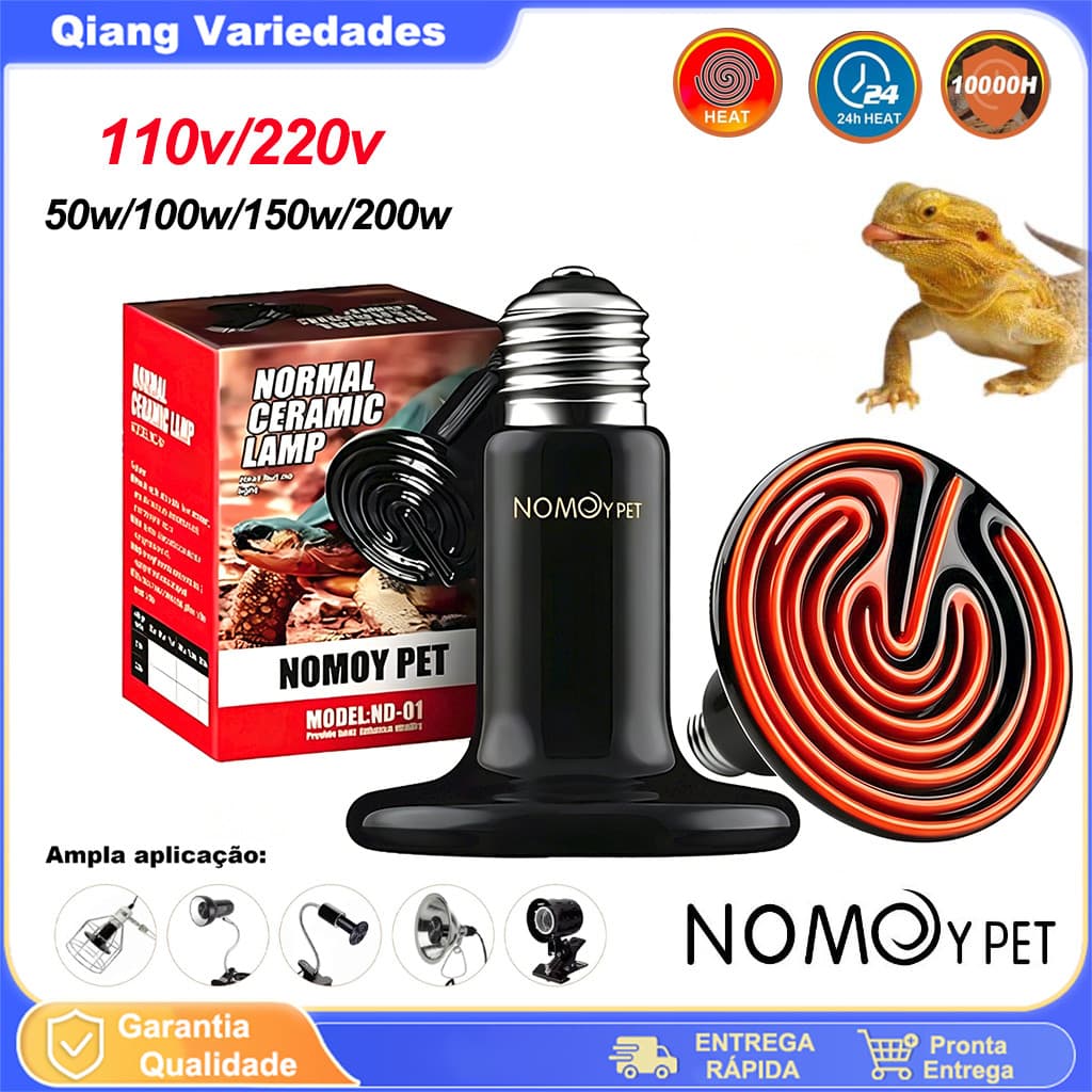 Lâmpada Cerâmica Aquecedor Repteis Aves 110v 220v 200w 150w 100w 50w Aquecimento Terrarios Pet