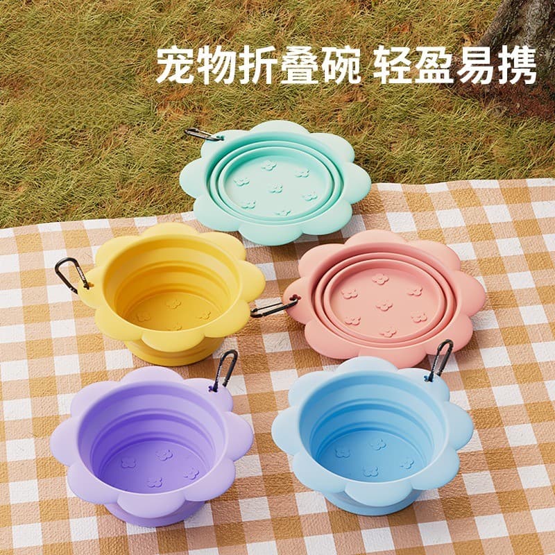 Tigela dobrável de Silicone para animais de estimação, tigela para cães, água potável, portátil, tigela de água potável