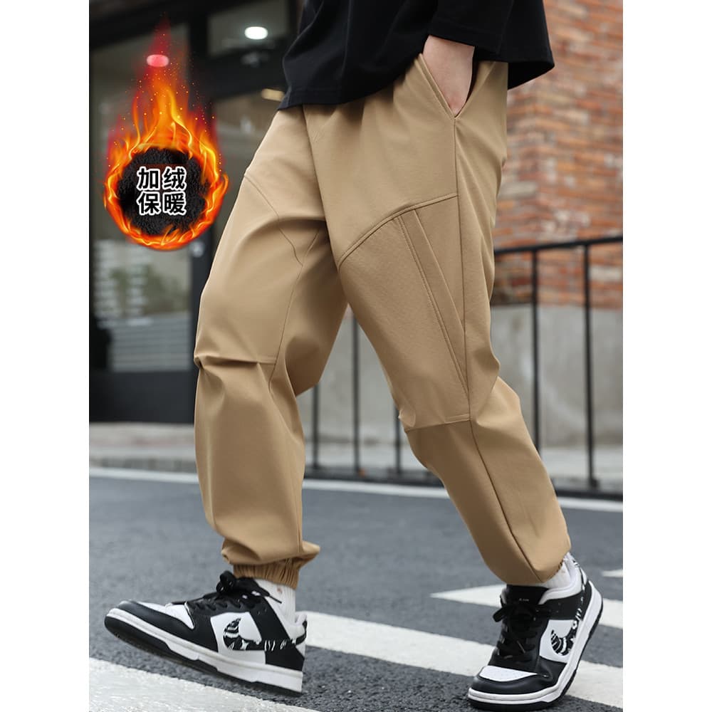 Calças de lã macia para meninos inverno médio grande crianças à prova de vento à prova d'água escalada ao ar livre calça