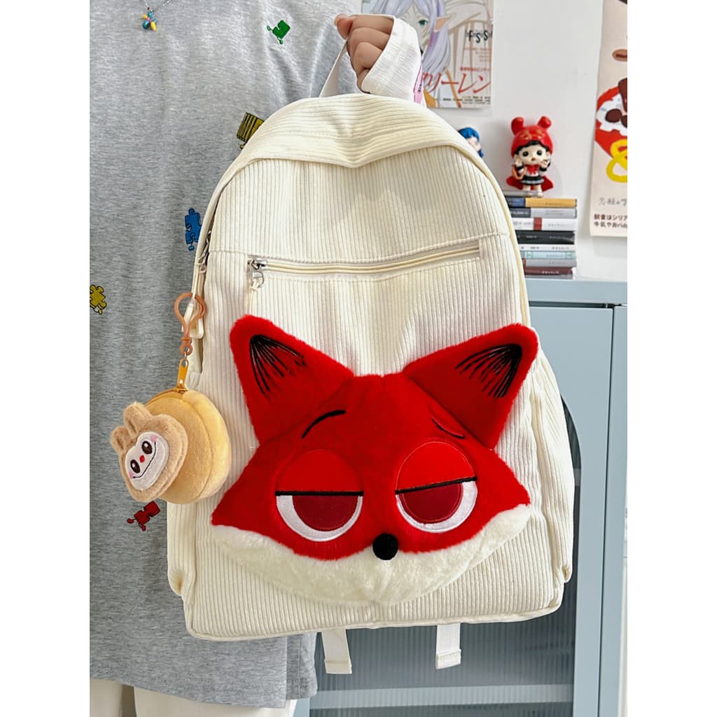 Novo desenho animado raposa mochila grande capacidade estudante mochila feminina bonito Animal cidade mochila de viagem