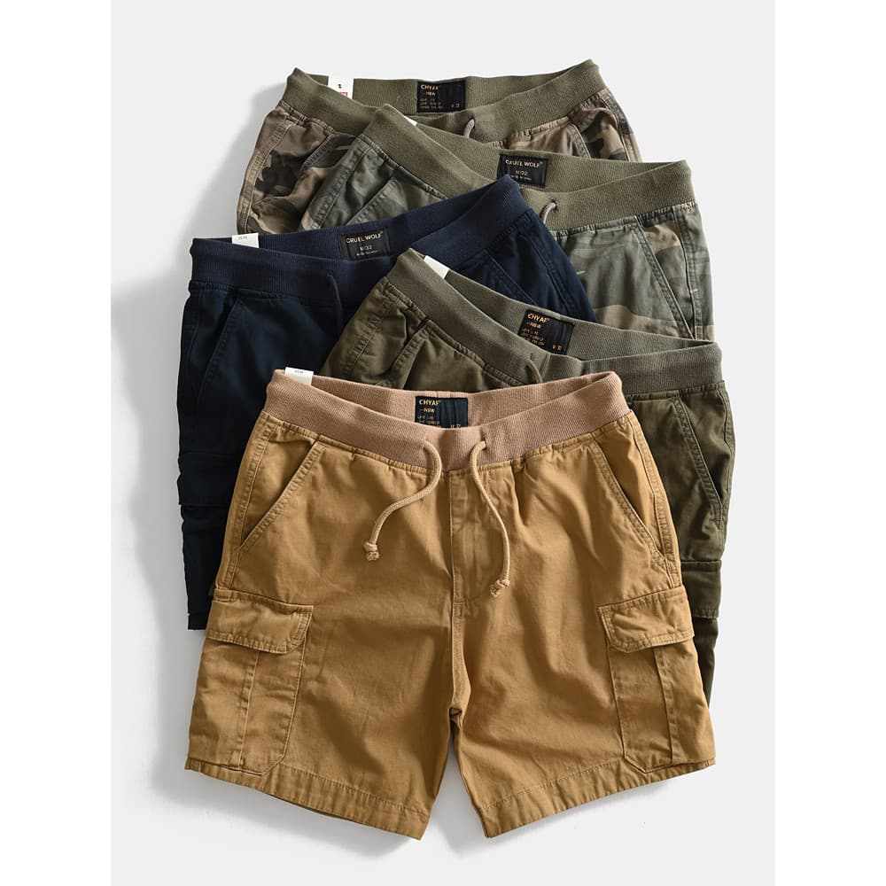 Verão japonês Retro puro algodão quarto calças masculinas casuais Shorts soltos cintura elástica ao ar livre macacão Mul