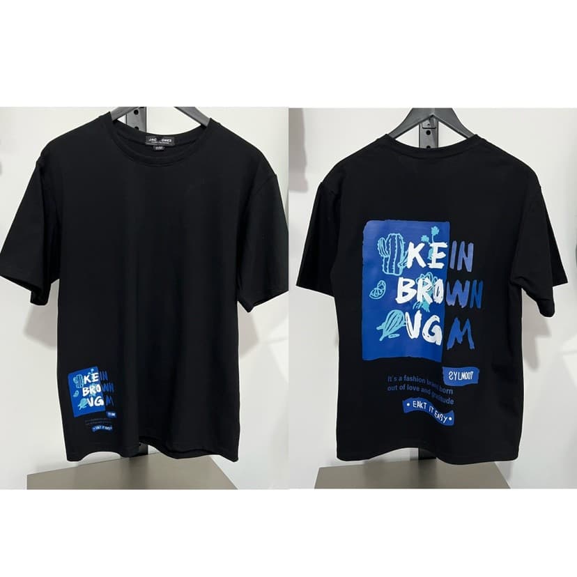 JJ Cut Label Novo estilo verão na moda manga curta em torno do pescoço solto All-Match impresso manga de ombro caído